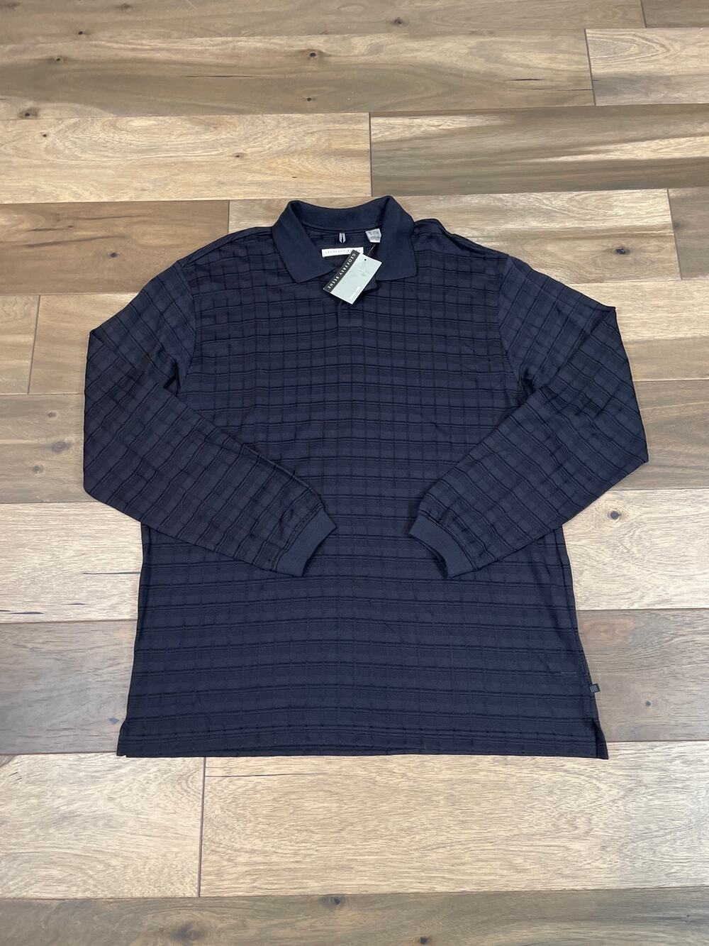 Geoffrey Beene Black Soft Touch Cotton Long Sleeve Polo Size L New With Tag